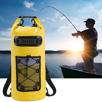 10L Waterproof Roll Top Dry Bag Backpack Front Mesh Grid Pack