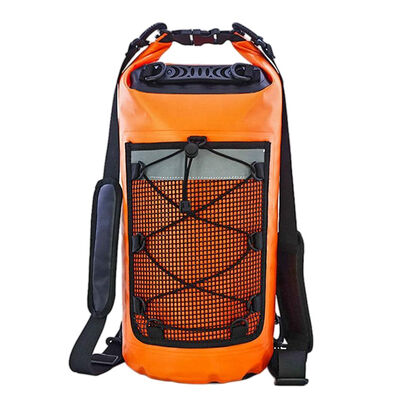 10L Waterproof Roll Top Dry Bag Backpack Front Mesh Grid Pack