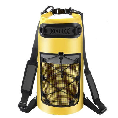 10L Waterproof Roll Top Dry Bag Backpack Front Mesh Grid Pack