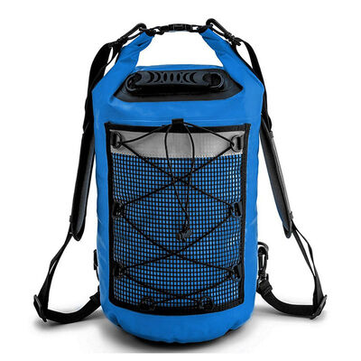 10L Waterproof Roll Top Dry Bag Backpack Front Mesh Grid Pack